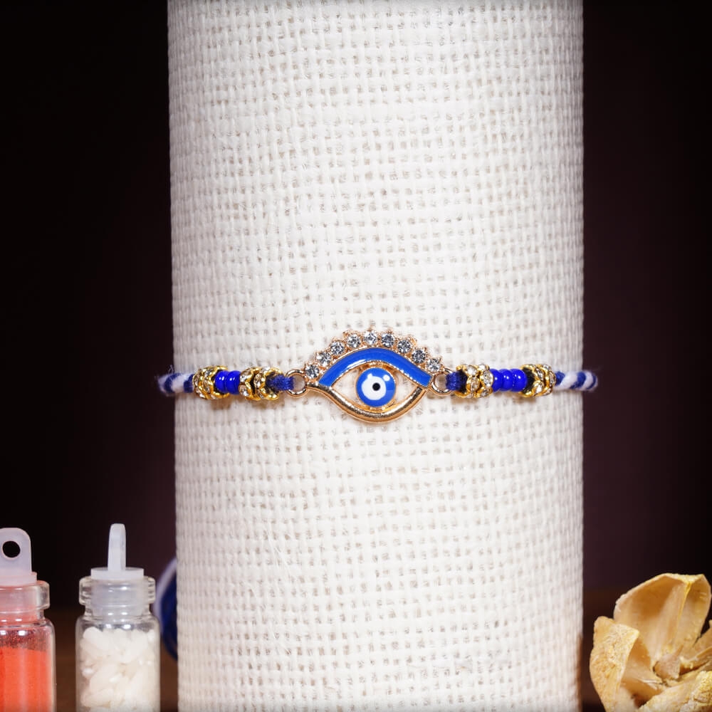 Beautiful Evil Eye Rakhi with Diamonds