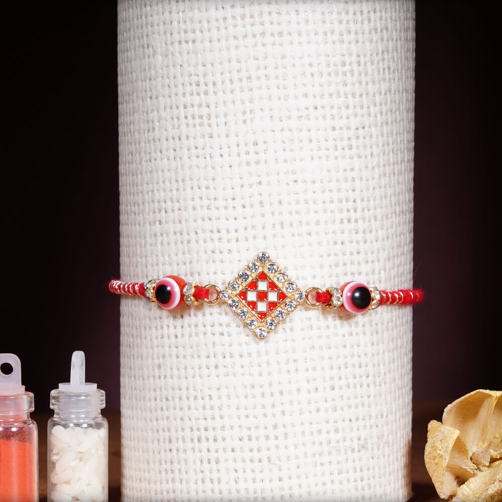 Red Evil Eye Diamond Rakhi