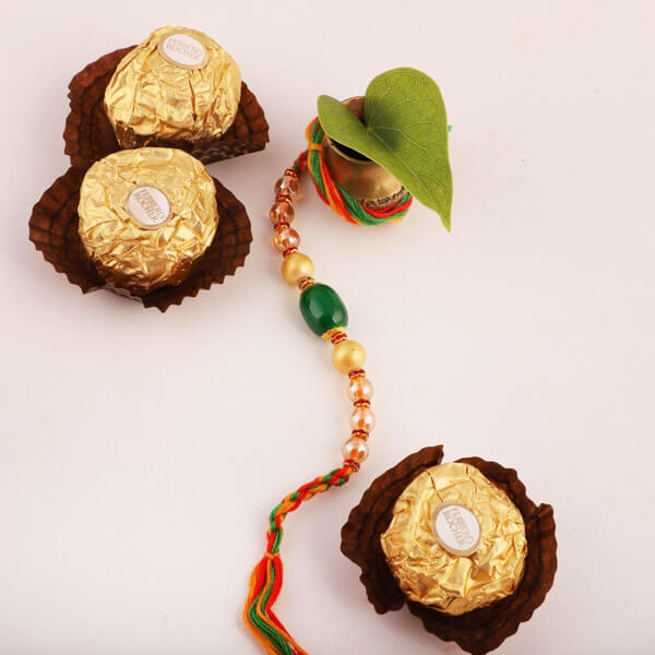 Elegant Beaded Rakhi & Ferrero Rocher