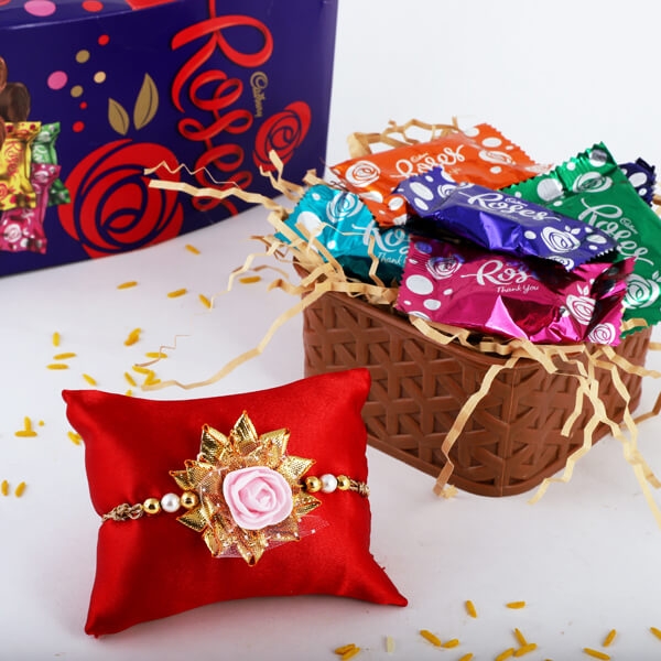 Blooming Rose Rakhi & Roses Chocolate