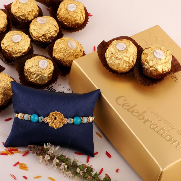 Lovely Peacock Rakhi & Ferrero Rocher