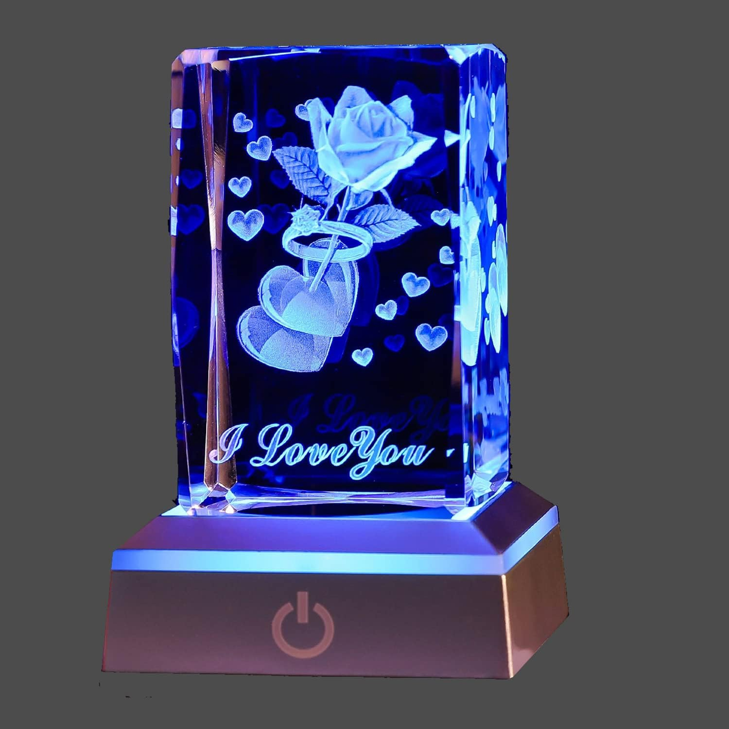 Ring & Rose Crystal with LED Light