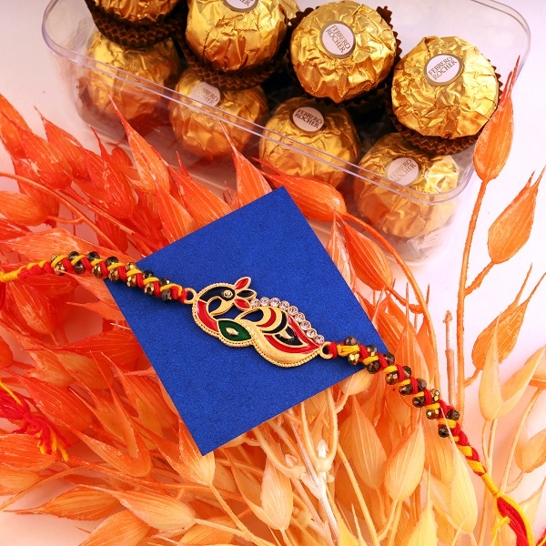 Stunning Peacock Rakhi with Ferrero