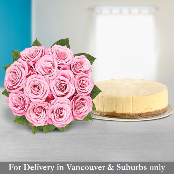 New York Cheesecake with Pink Roses