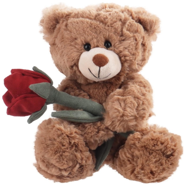 Brown Flower Teddy Bear with Rose