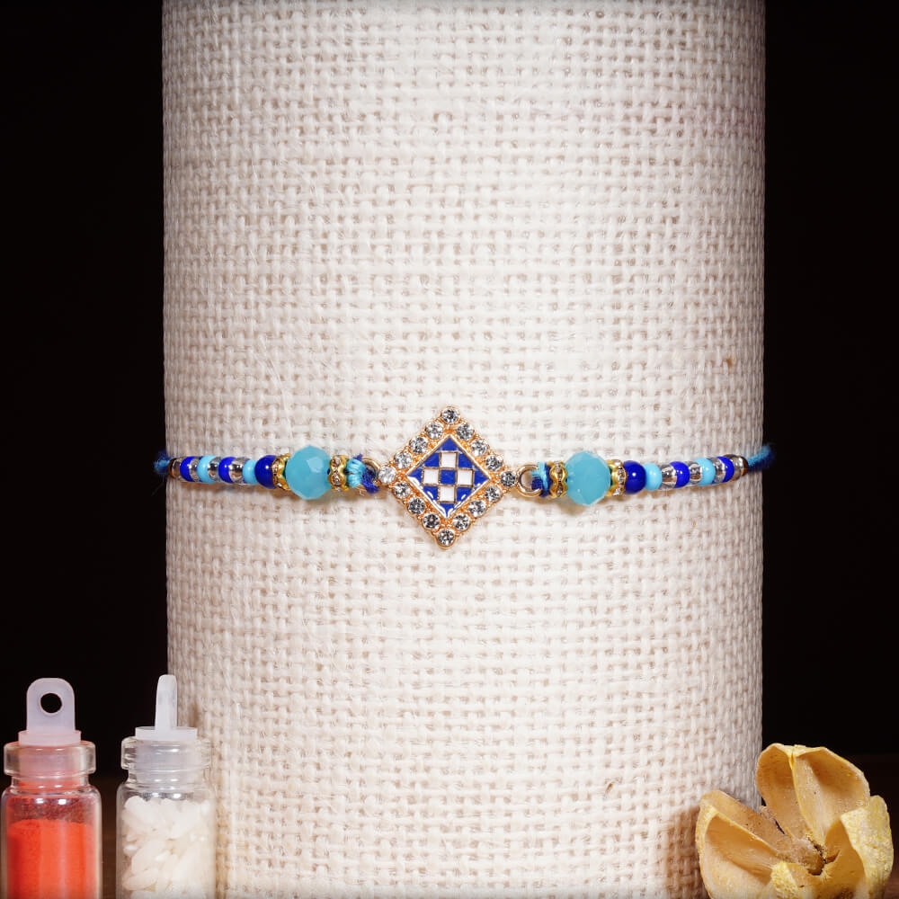 Ocean Blue Diamond Rakhi