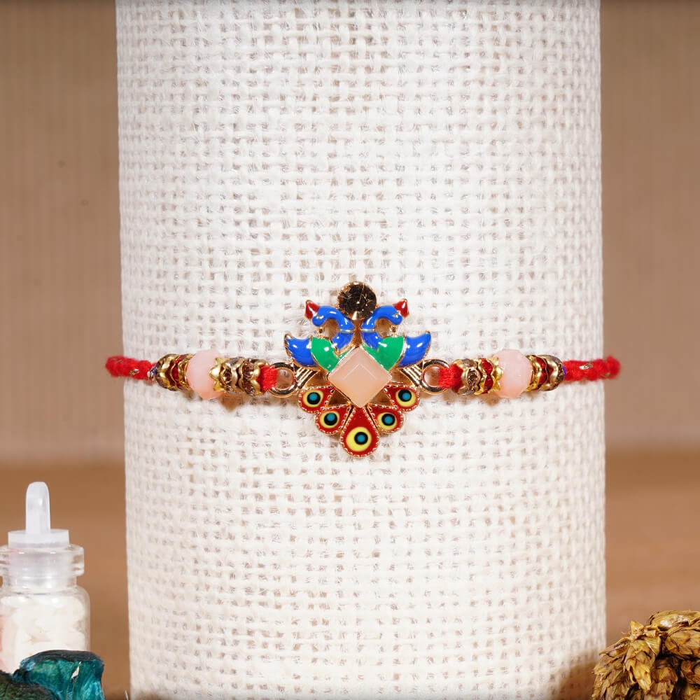 Handcrafted Meenakari Peacock Rakhi