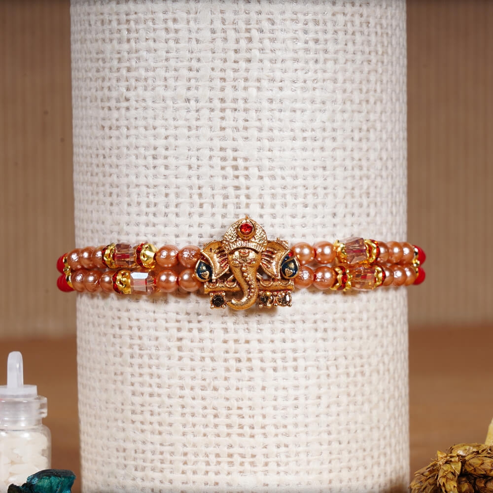 Ganesh Rakhi with Pearls