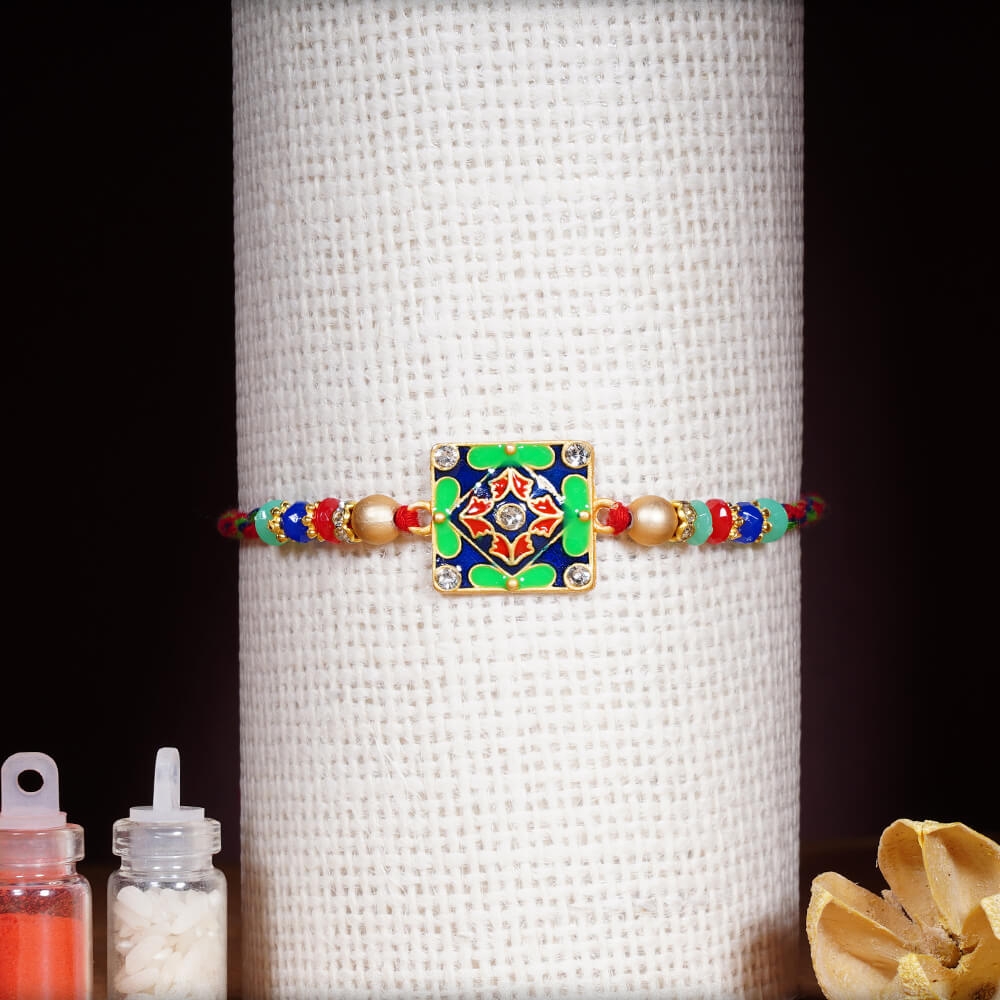 Artistic Meenakari Rakhi with Beads