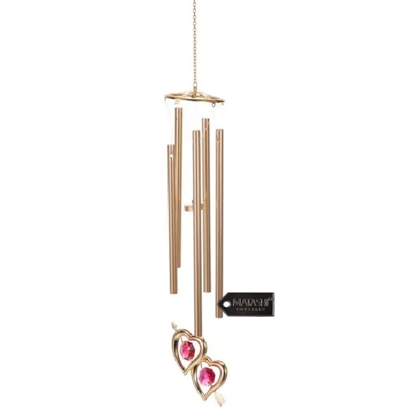 Double Heart With Arrow Wind Chime