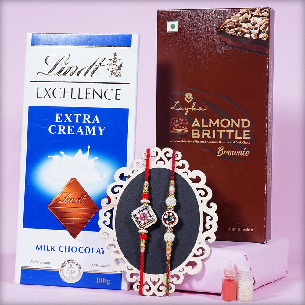 Royal Meenakari Rakhi Duo with Chocolate Combo