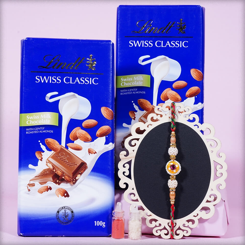 Aesthetic Rakhi with Lindt Swiss Classic Combo