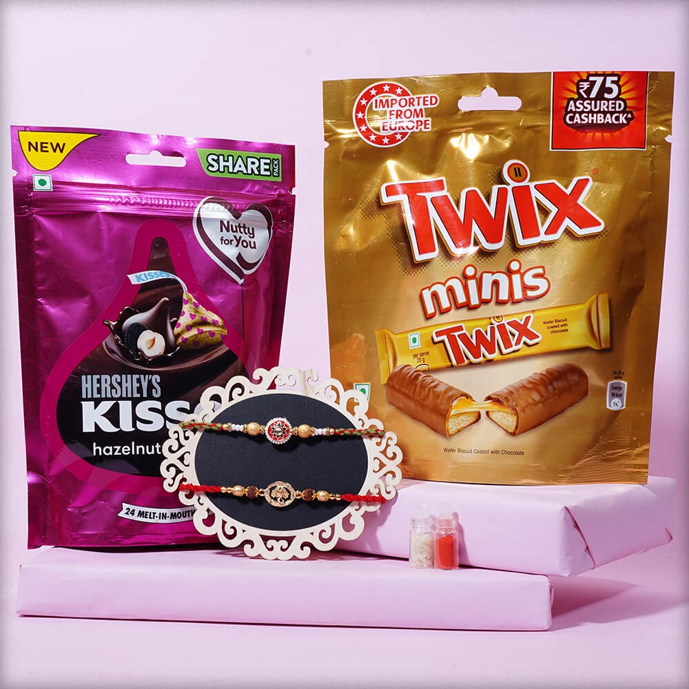 Rakhi Duo with Hershey's Kisses And Twix Minis