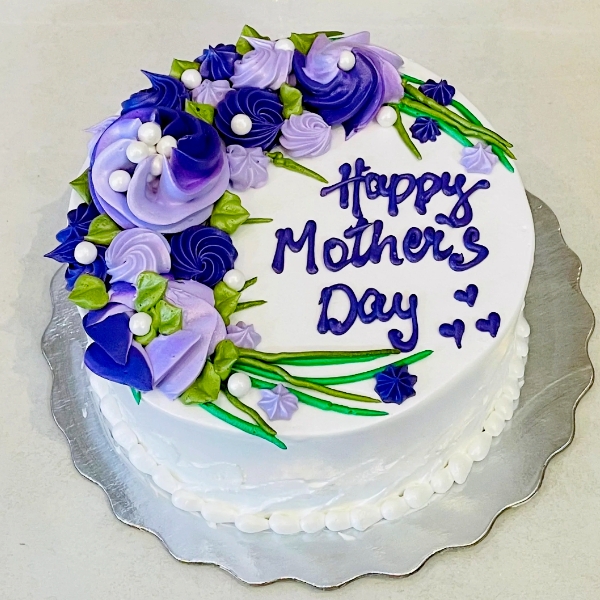 Purple Flower Mothers Day Cake