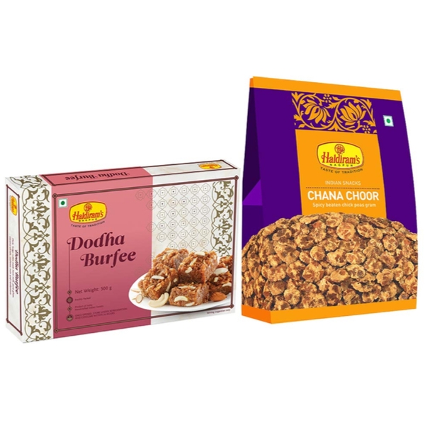 Haldiram's Dodha Burfee and Chana Choor