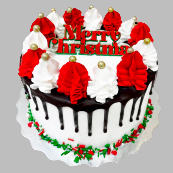 Red and White Chocolate Christmas Cake