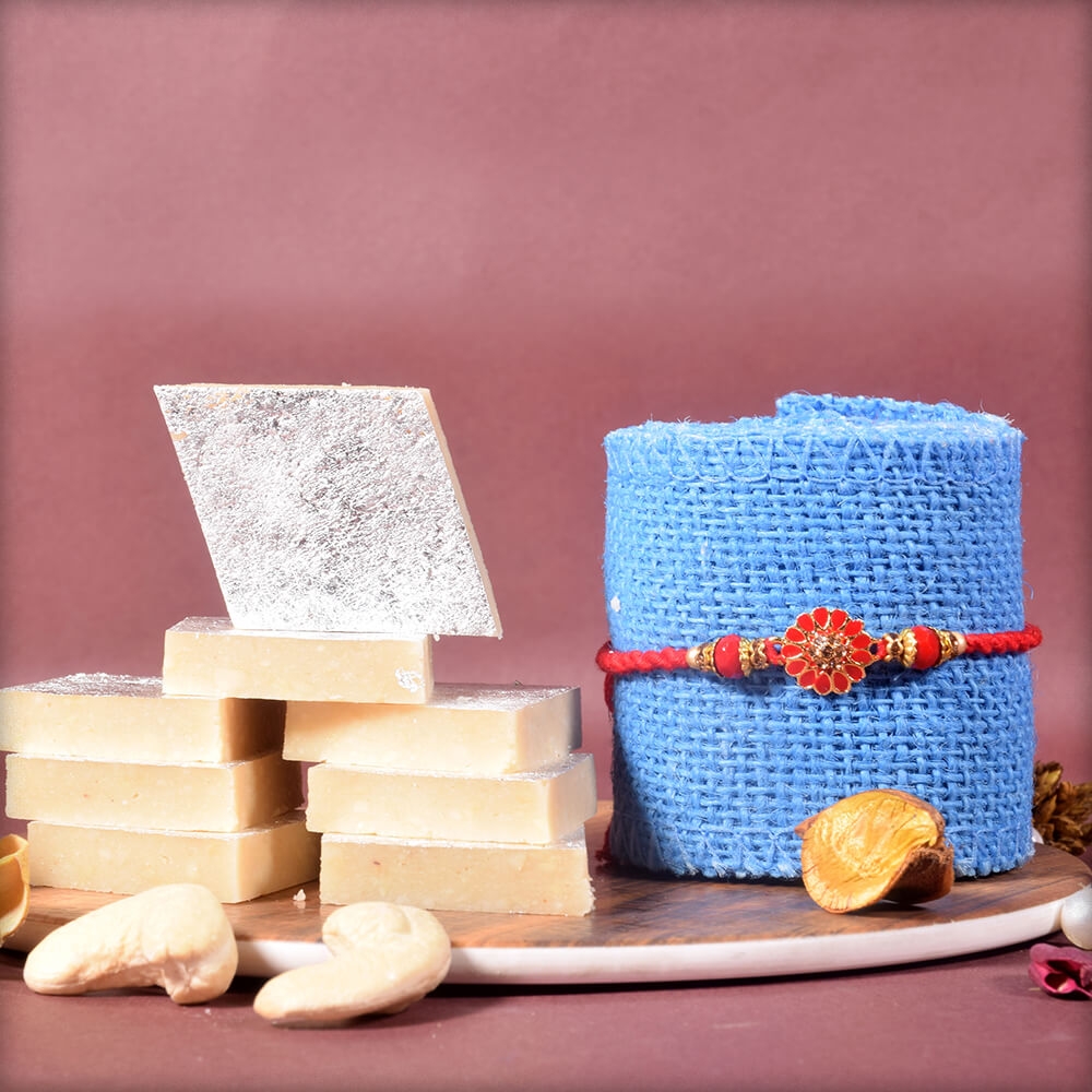 Rakhi with Kaju Katli