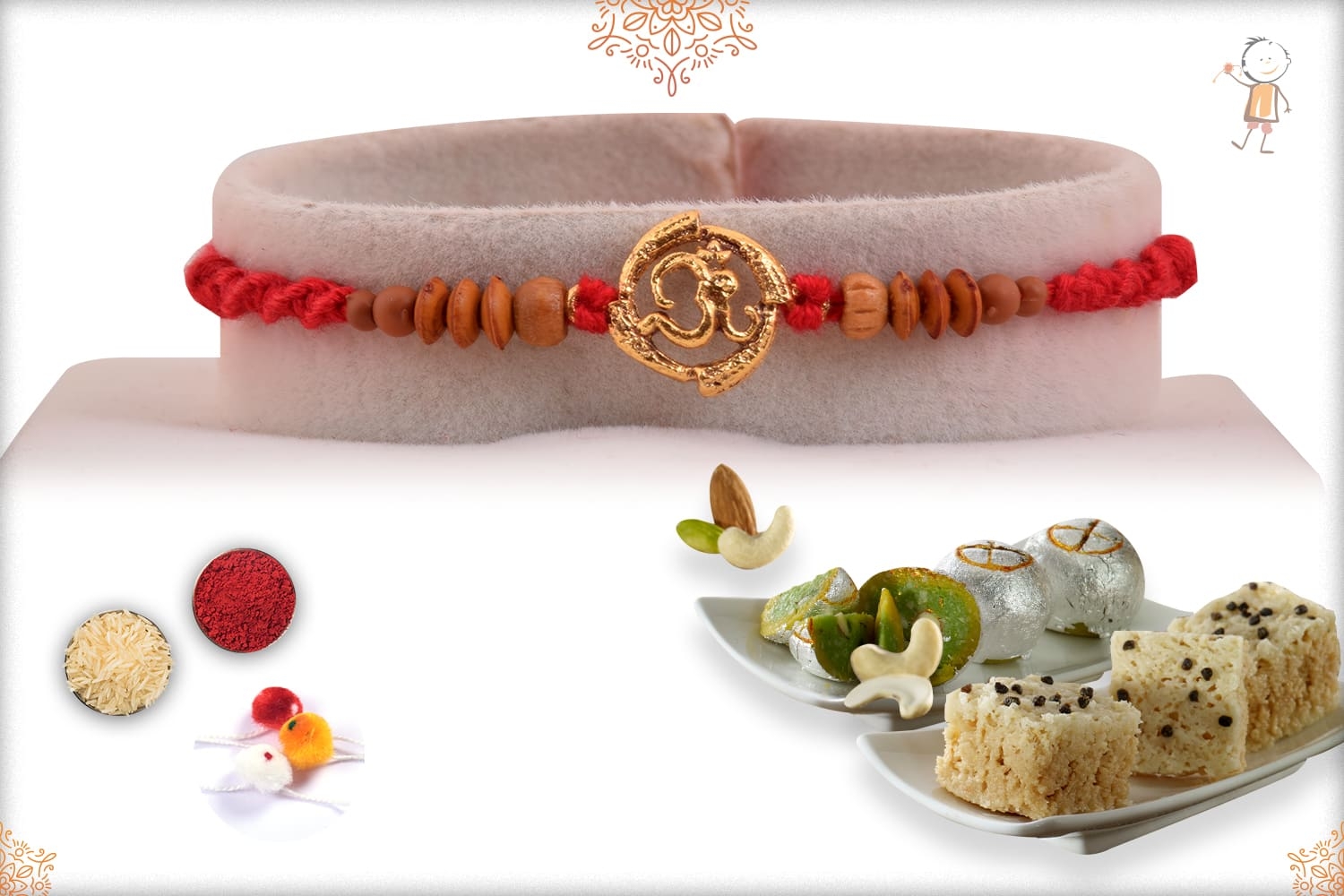 Rakhi with Kaju Maisur & Rajwadi Ladoo (500gm)