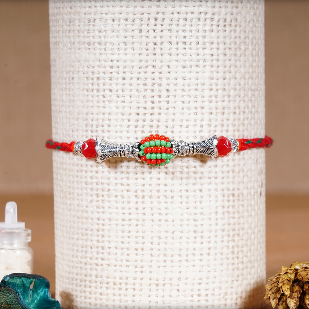 Handcrafted Thread with Designer Bead Rakhi