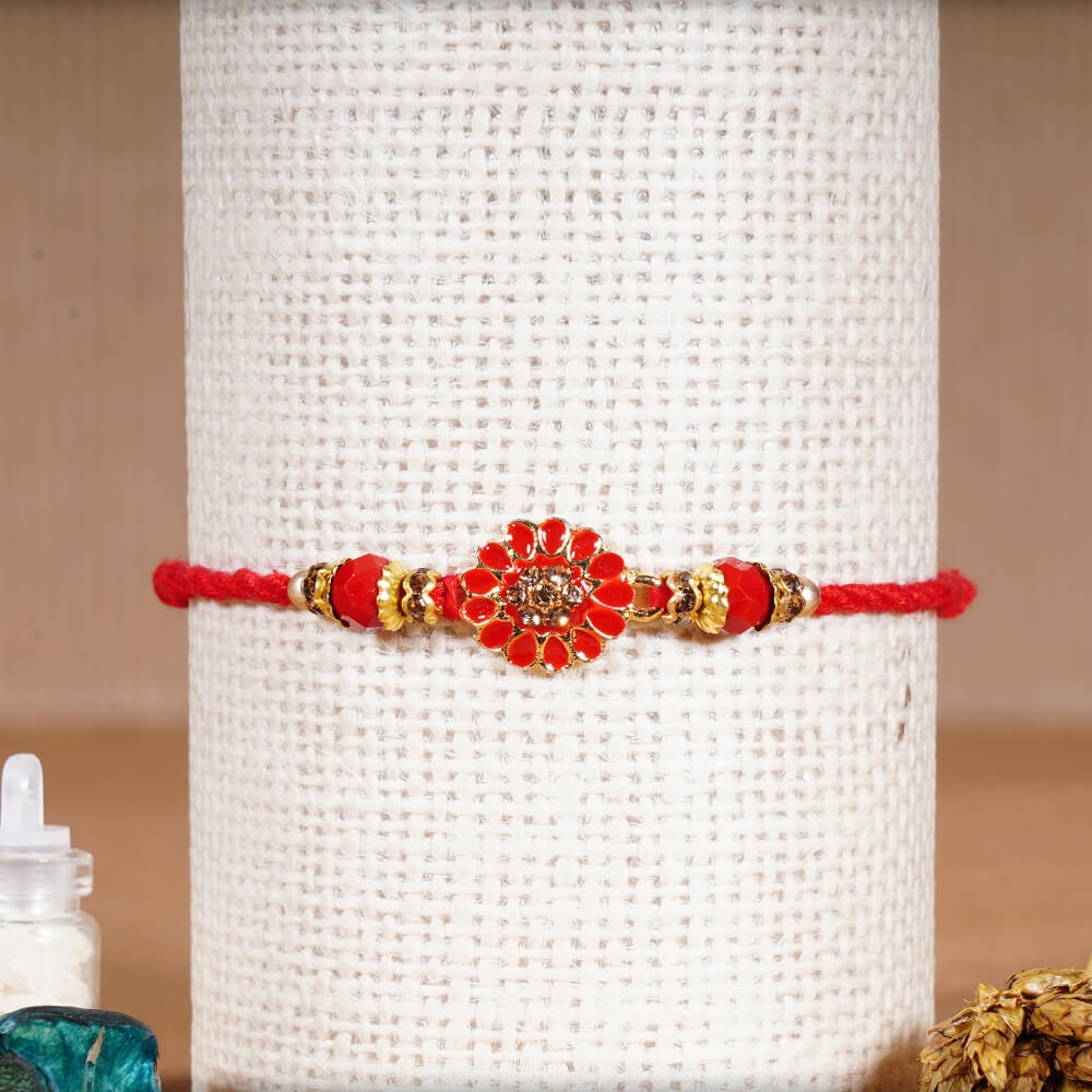 Handcrafted Red Flower Rakhi