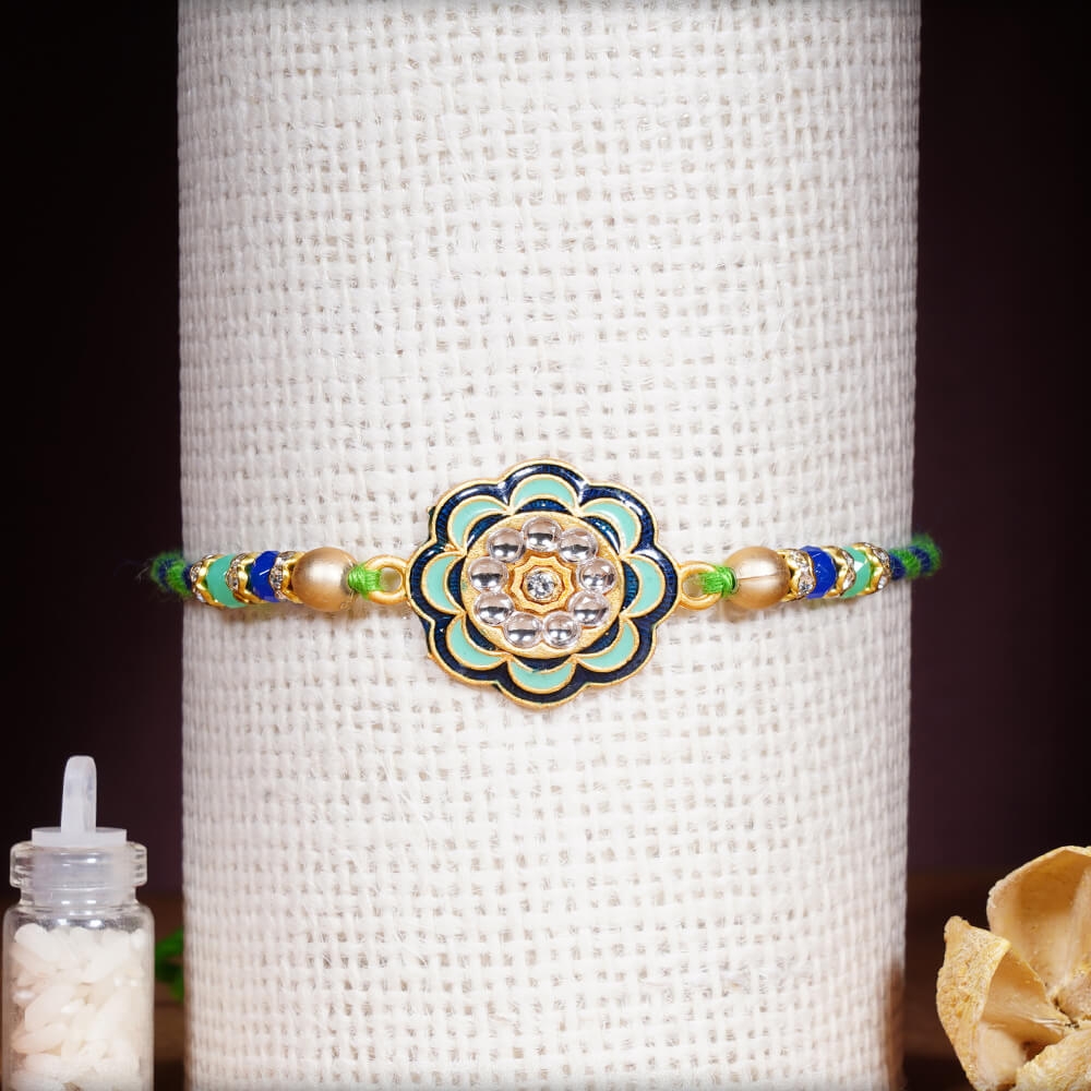 Stunning Flower with Diamond Rakhi