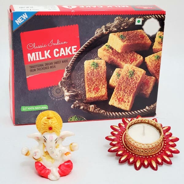 Cute Ganesha with Milk Cake