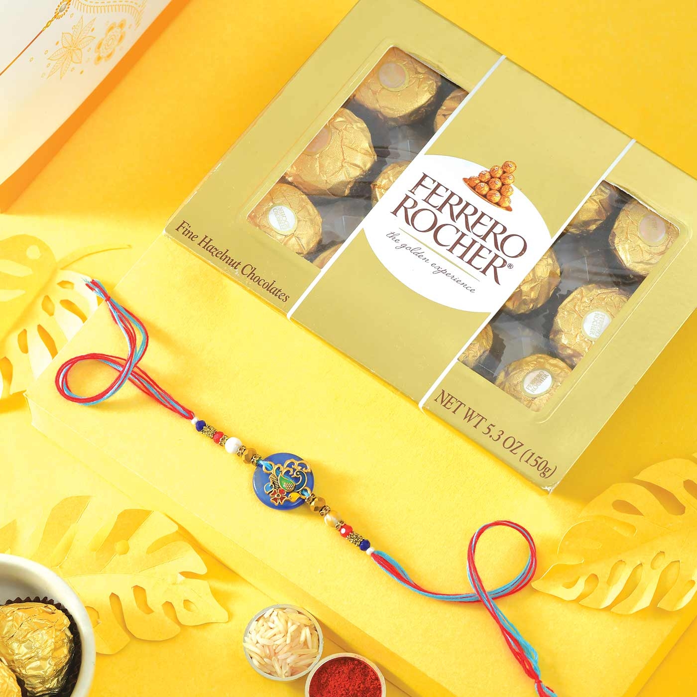 Colourful Rakhi with Ferrero