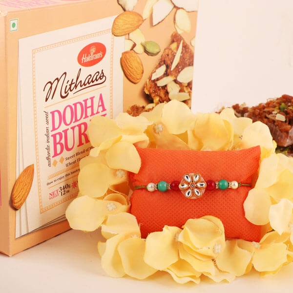 Simply Elegant Floral Rakhi and Dhodha