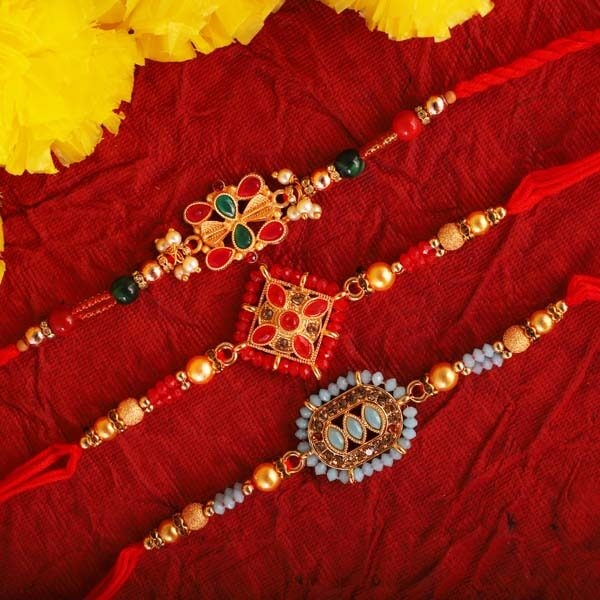 Fashionable Triple Rakhi Set