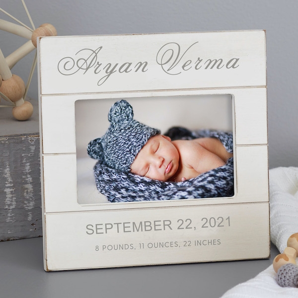 Simple and Sweet Personalized Baby Shiplap Frame