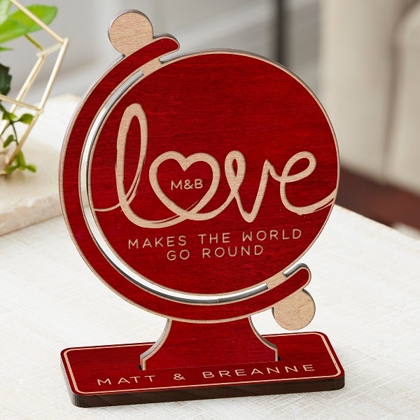 Love Makes The World Go Round Wood Keepsake