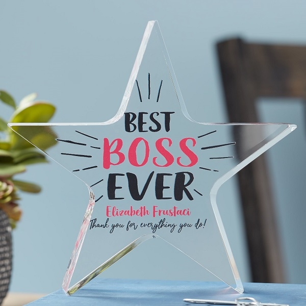 Best Boss Ever Personalized Printed Star Award