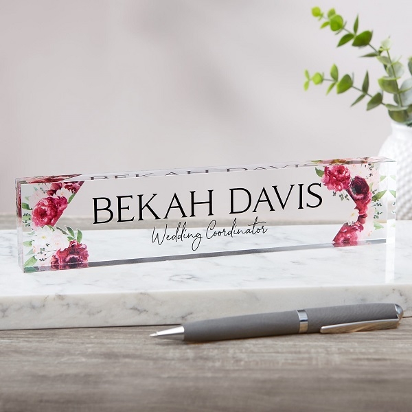 Floral Personalized Acrylic Name Plate