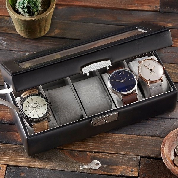 Leather 5 Slot Personalized Watch Box USA