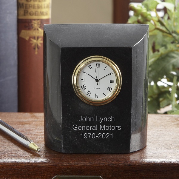 Retirement Engraved Marble Desk Clock