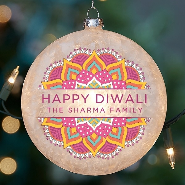 Diwali Personalized Lightable Frosted Glass Ornament