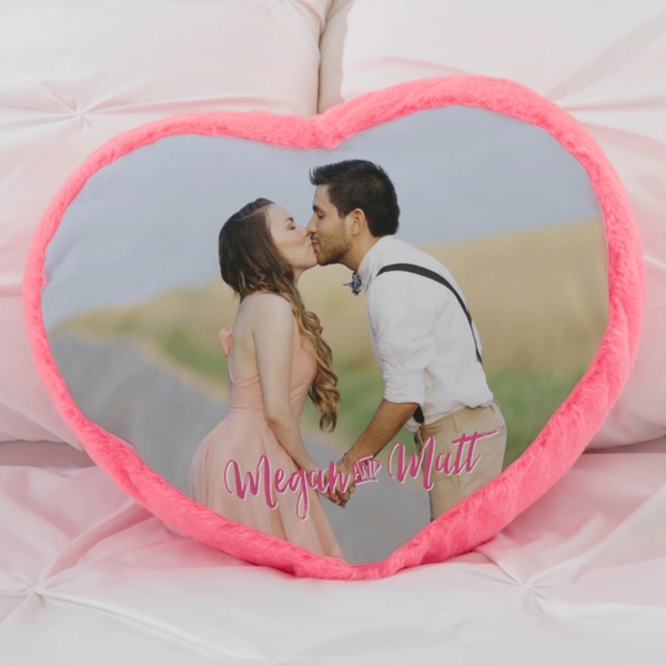 Photo Love Personalized Pink Heart Throw Pillow