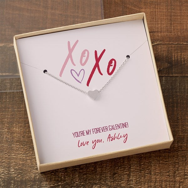 Silver Heart Necklace With Personalized Card